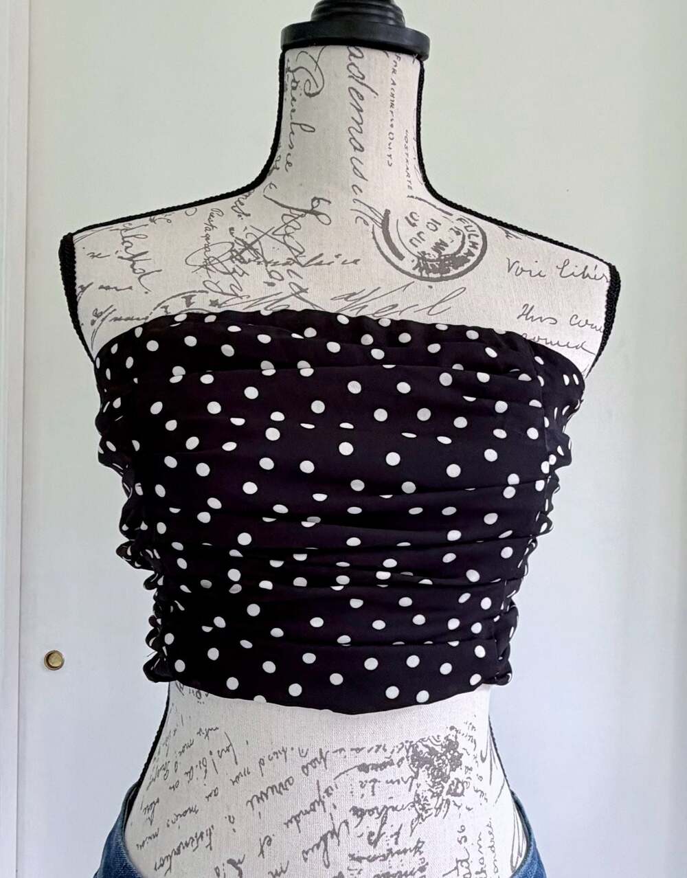 Express Polka Dot Ruched Tie-Back Tube Top Size Medium
